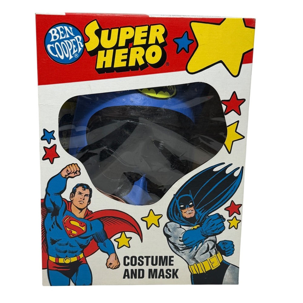 Vintage Ben Cooper Batman Costume Mask Boxed Child Large 12-14 DC Comic 1976‎